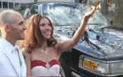 Houston Texas:  The bride and groom releasing butterflies as they leave the wedding party.
